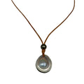 Wendy Mignot Moon Drop Mabe Pearl and Tahitian Pearl and Leather Necklace