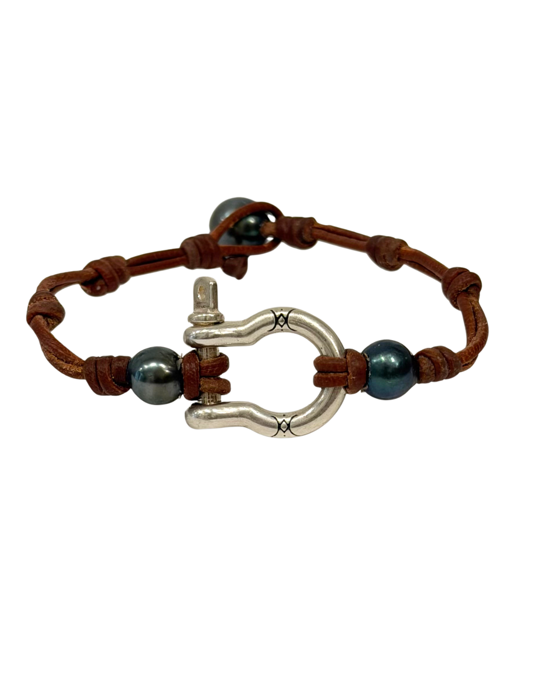 Wendy Mignot Tahitian Pearl and Sterling Silver Shackle Bracelet