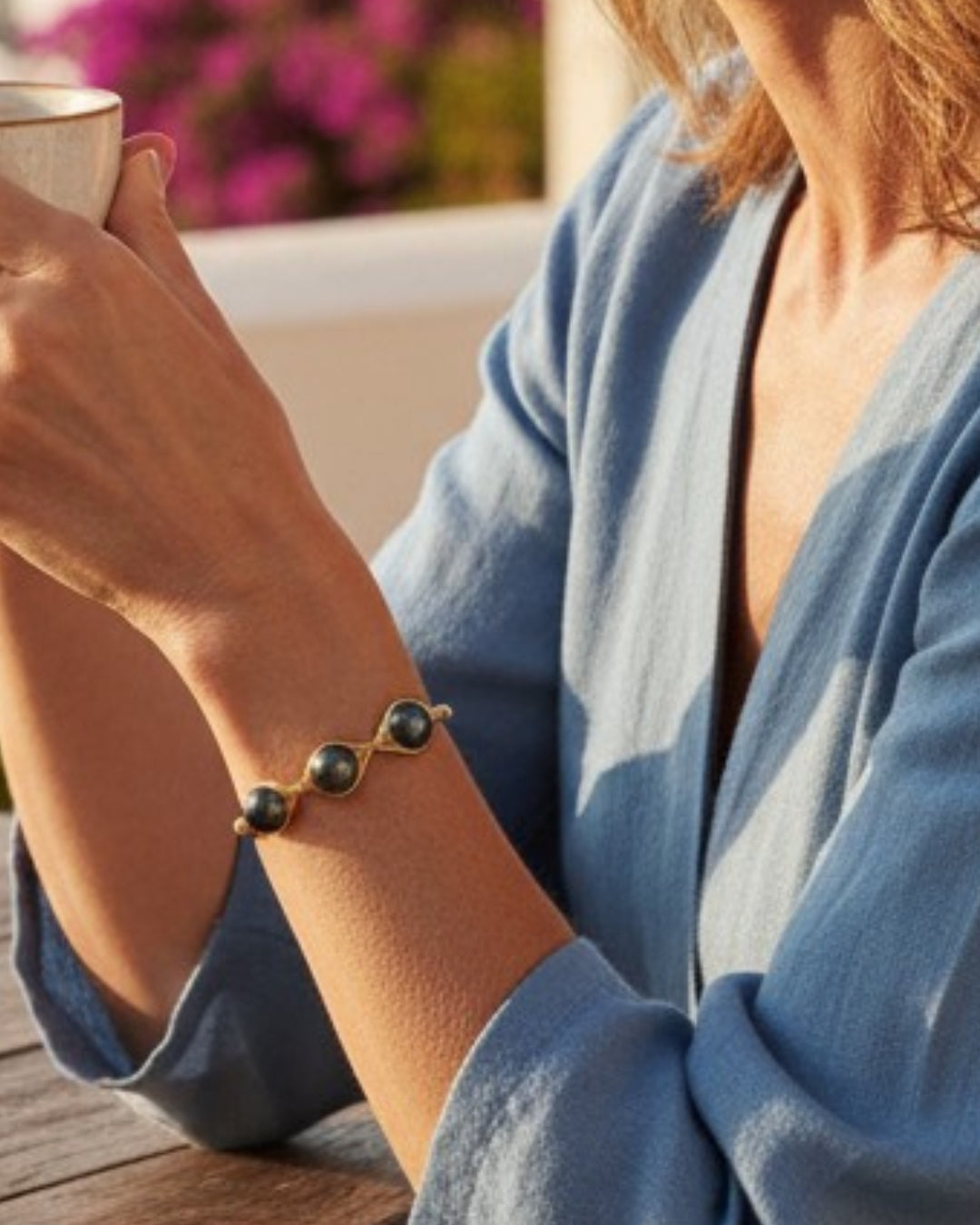 Tahitian Pearl Brass Wrap Henri Bracelet