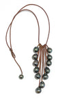 photo of Wendy Mignot Waterfall Twelve Tahitian Pearl and Leather Necklace