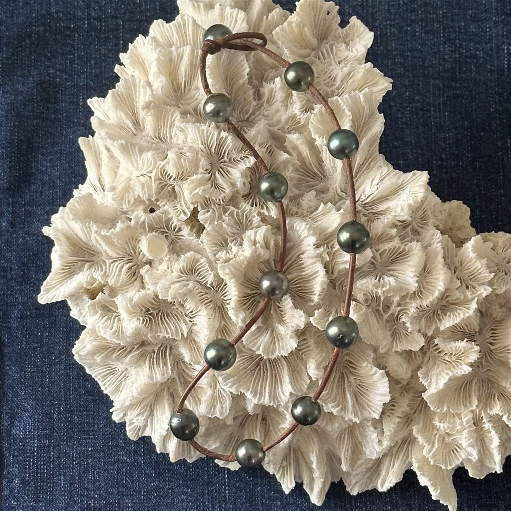 Wendy Mignot Tahitian Pearl and Leather Illusion Necklace