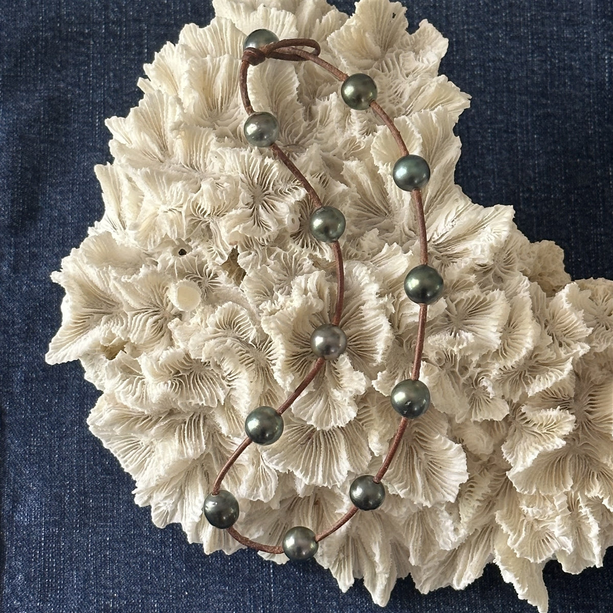 Wendy Mignot Tahitian Pearl and Leather Illusion Necklace