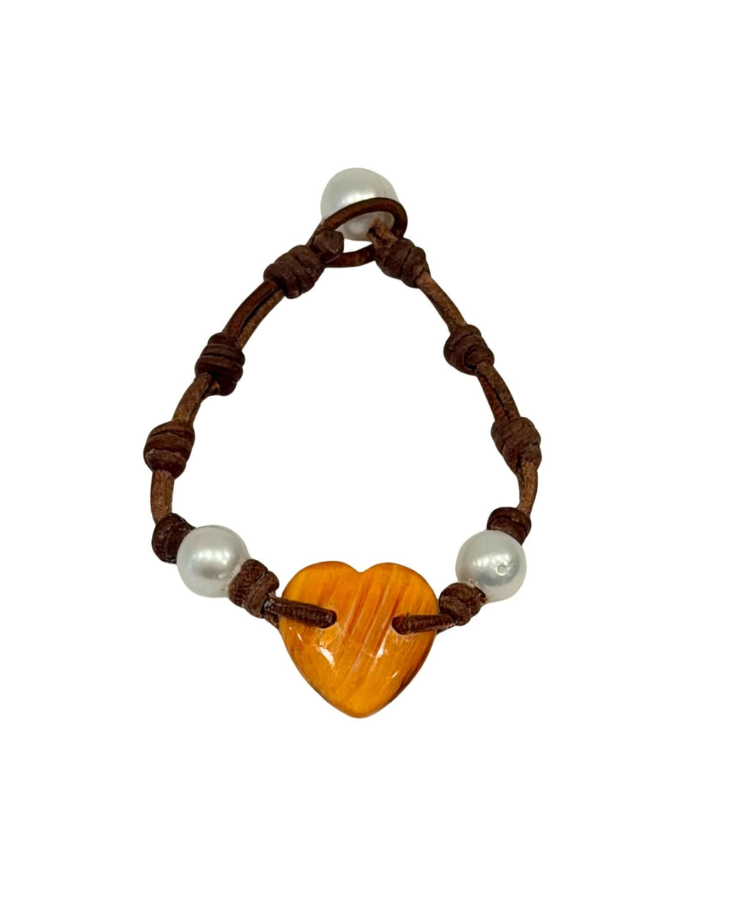 Wendy Mignot Kenya  Freshwater Pearl and Leather Love Bracelet