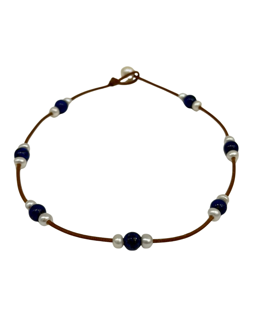 Triple Illusion Freshwater Pearl and Lapis Gem Necklace