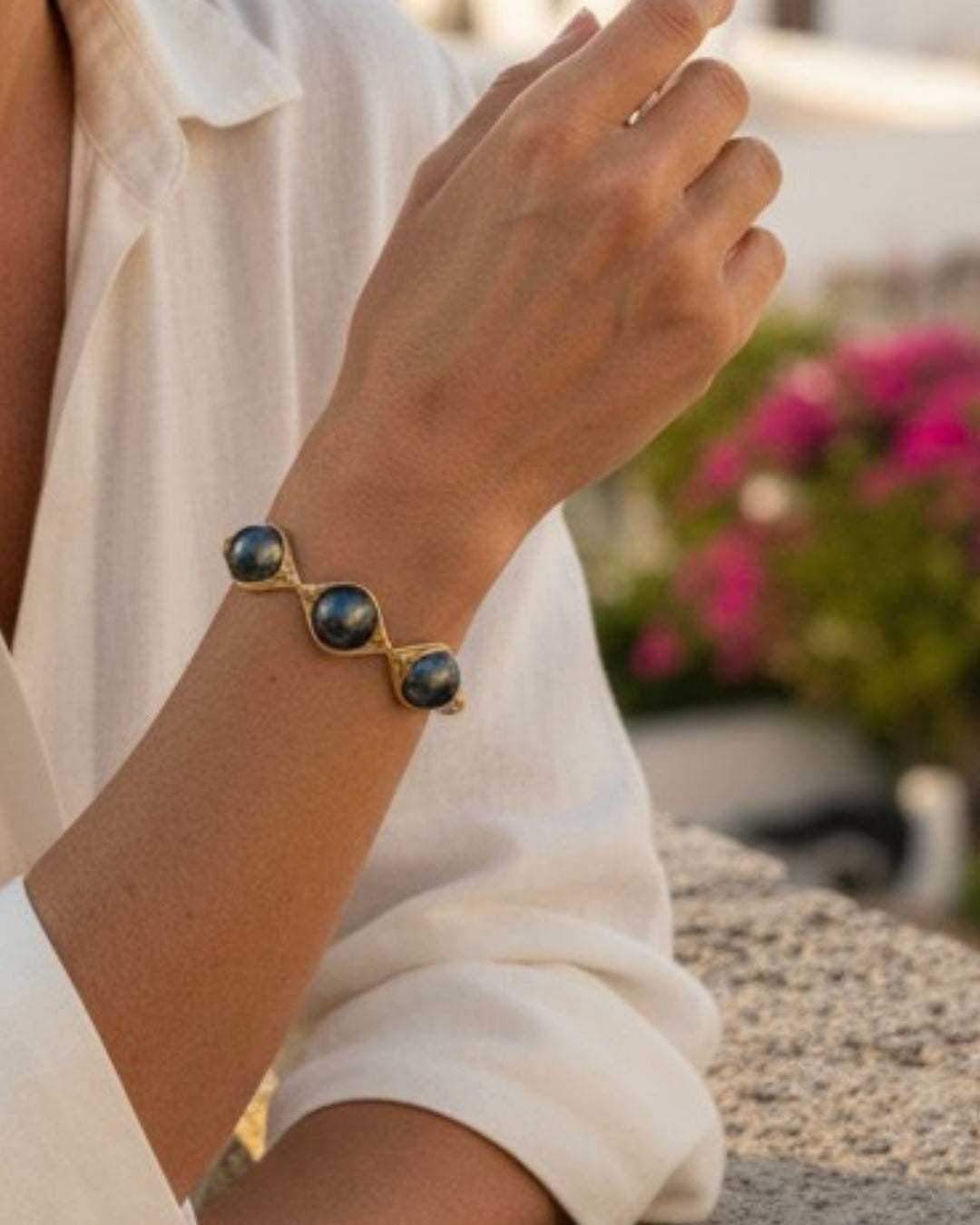 Tahitian Pearl Brass Wrap Henri Bracelet
