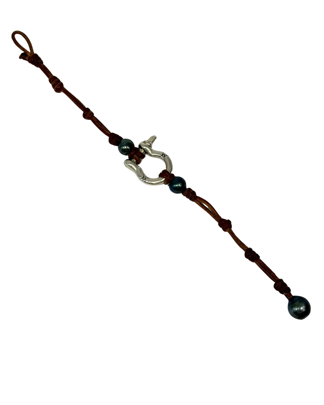 Wendy Mignot Tahitian Pearl and Sterling Silver Shackle Bracelet
