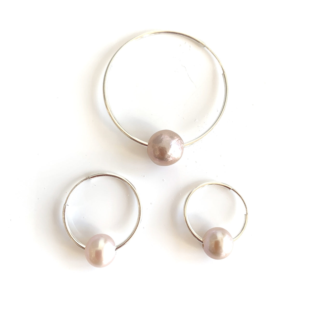 Cannes Rose Pearl Endless Hoop Earrings, Pink/Blush