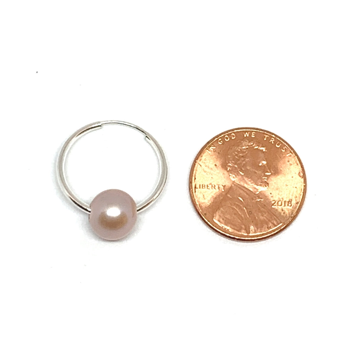 Cannes Rose Pearl Endless Hoop Earrings, Pink/Blush