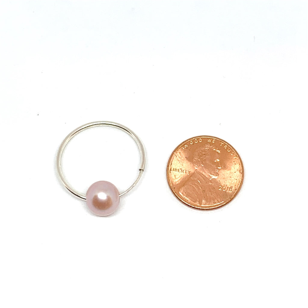 Wendy Mignot Marseille Rose Pearl Endless Hoop Silver Earrings, Blush