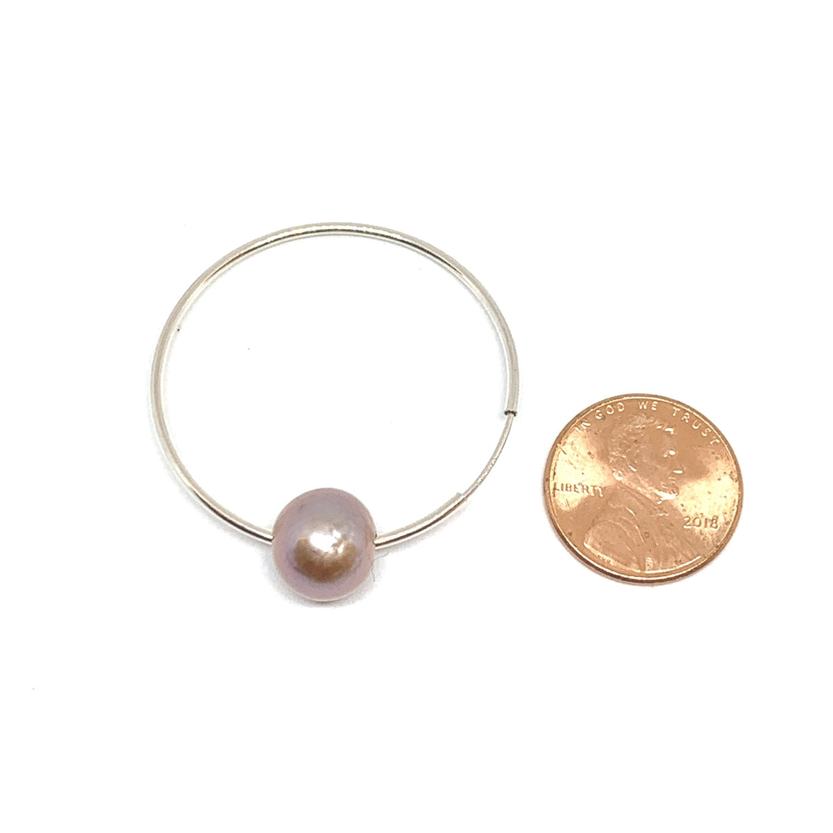 Wendy Mignot Monaco Rose Pearl Endless Hoop Silver Earrings Pink/Blush