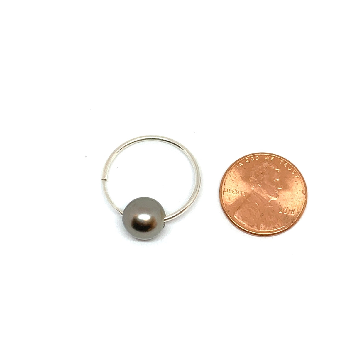 Wendy Mignot Marseille Noir Tahitian Pearl Endless Hoop Silver Earrings