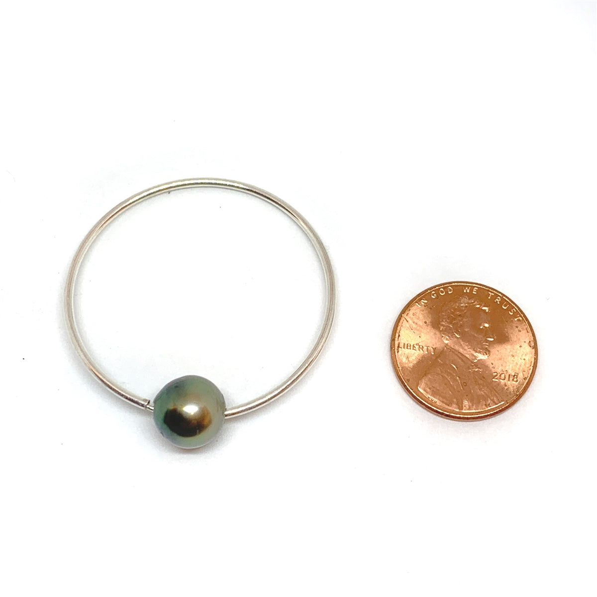 Wendy Mignot Monaco Noir Tahitian Pearl Endless Hoop Silver Earrings