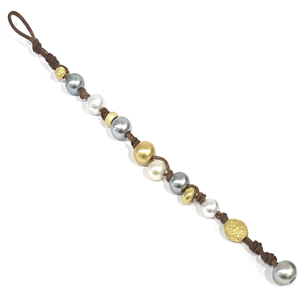 Wendy Mignot Golden Gypsy South Sea Pearl and Tahitian Pearl and Leather Bracelet 6