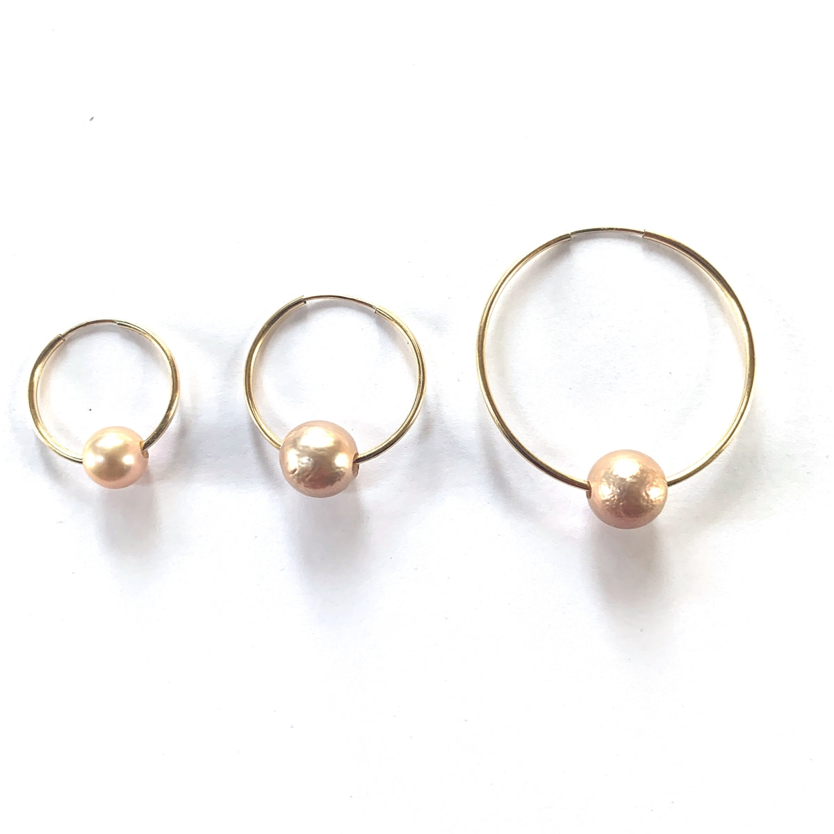 Naples Pearl Endless Hoop Earrings Gold-Filled, Blush