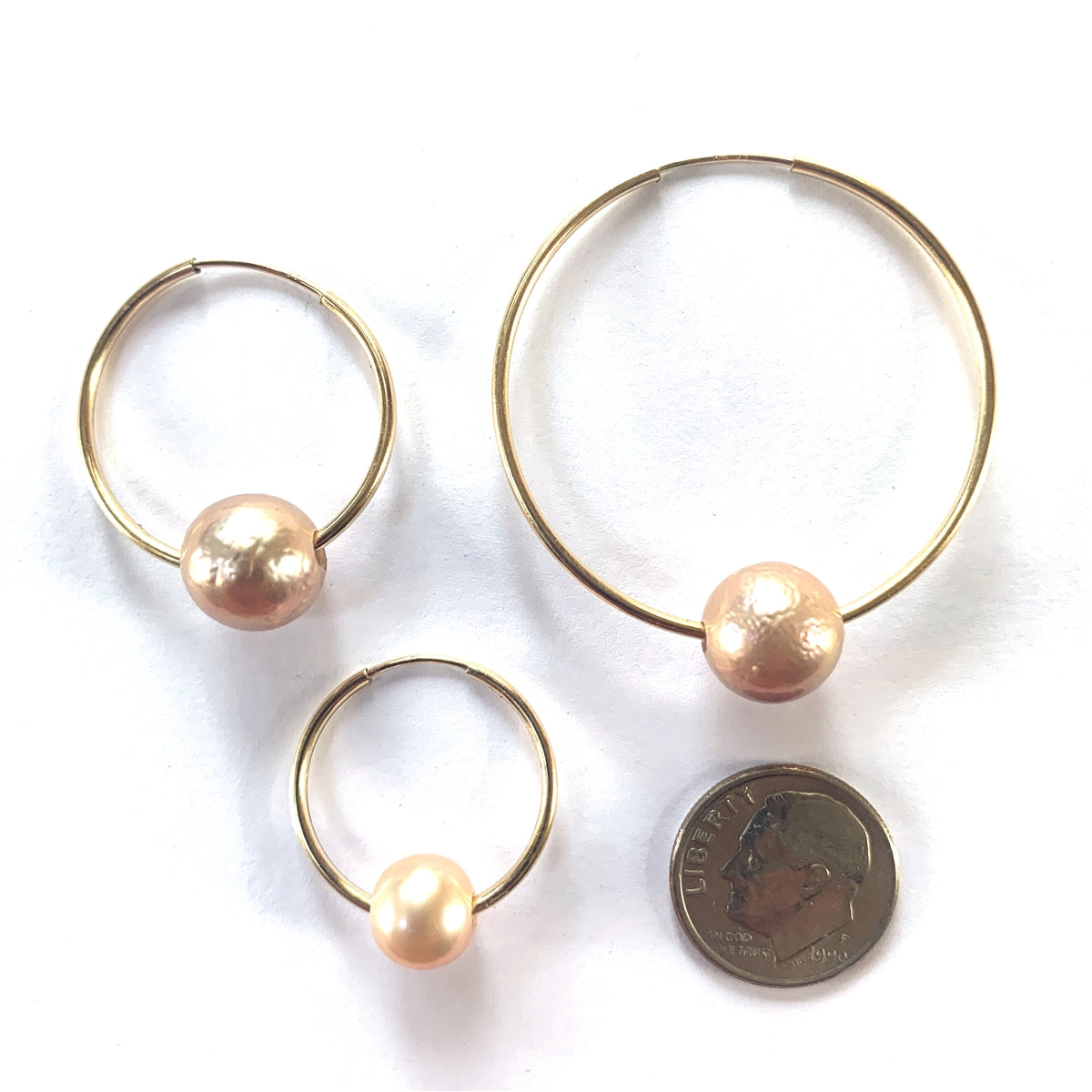 Naples Pearl Endless Hoop Earrings Gold-Filled, Blush