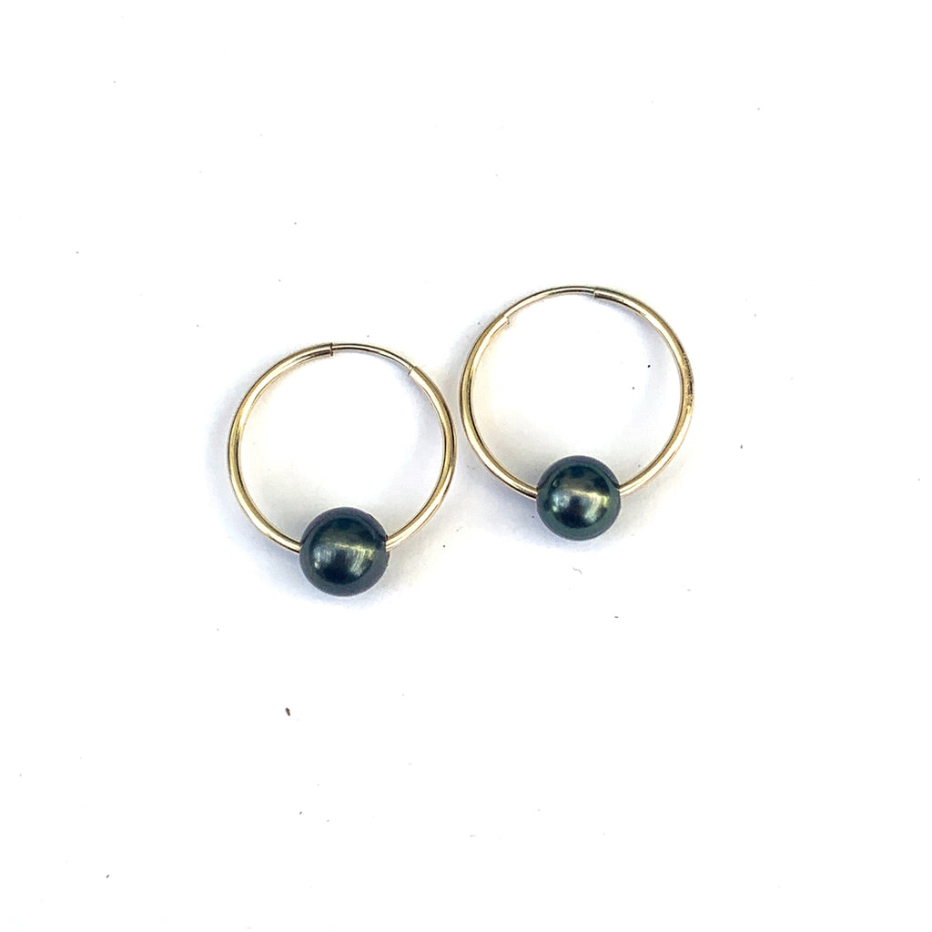 Wendy Mignot Naples Tahitian Pearl Endless Hoop Earrings Gold-Filled