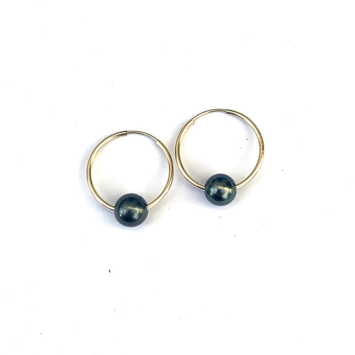 Wendy Mignot Naples Tahitian Pearl Endless Hoop Earrings Gold-Filled