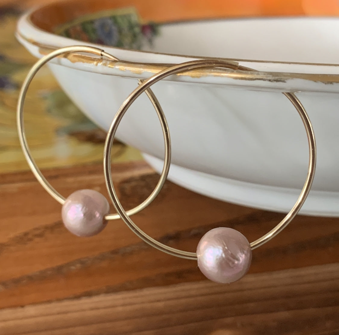 Wendy Mignot Florence Pearl Endless Hoop Gold-Filled Earrings Blush