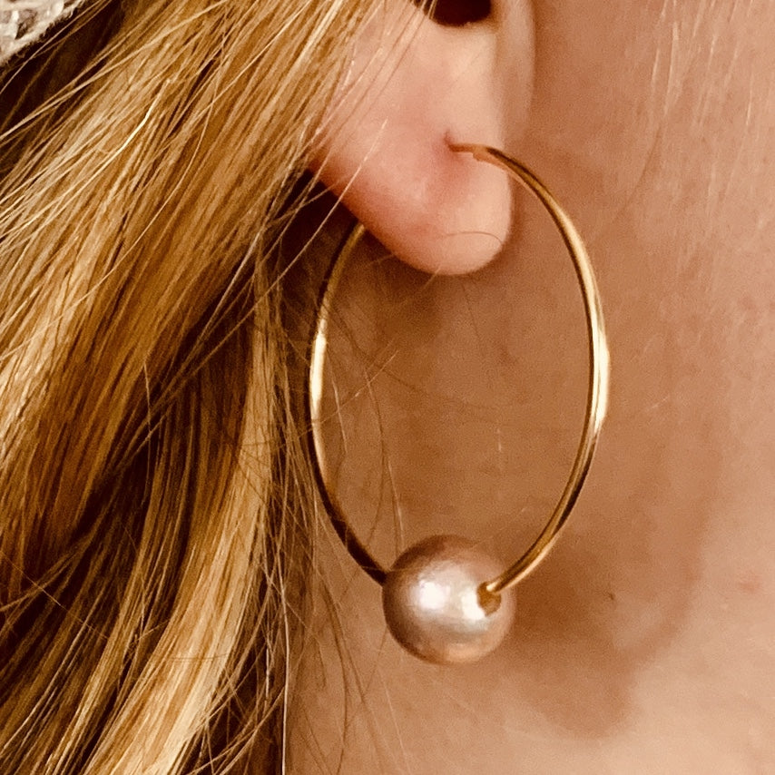 Wendy Mignot Florence Pearl Endless Hoop Gold-Filled Earrings Blush