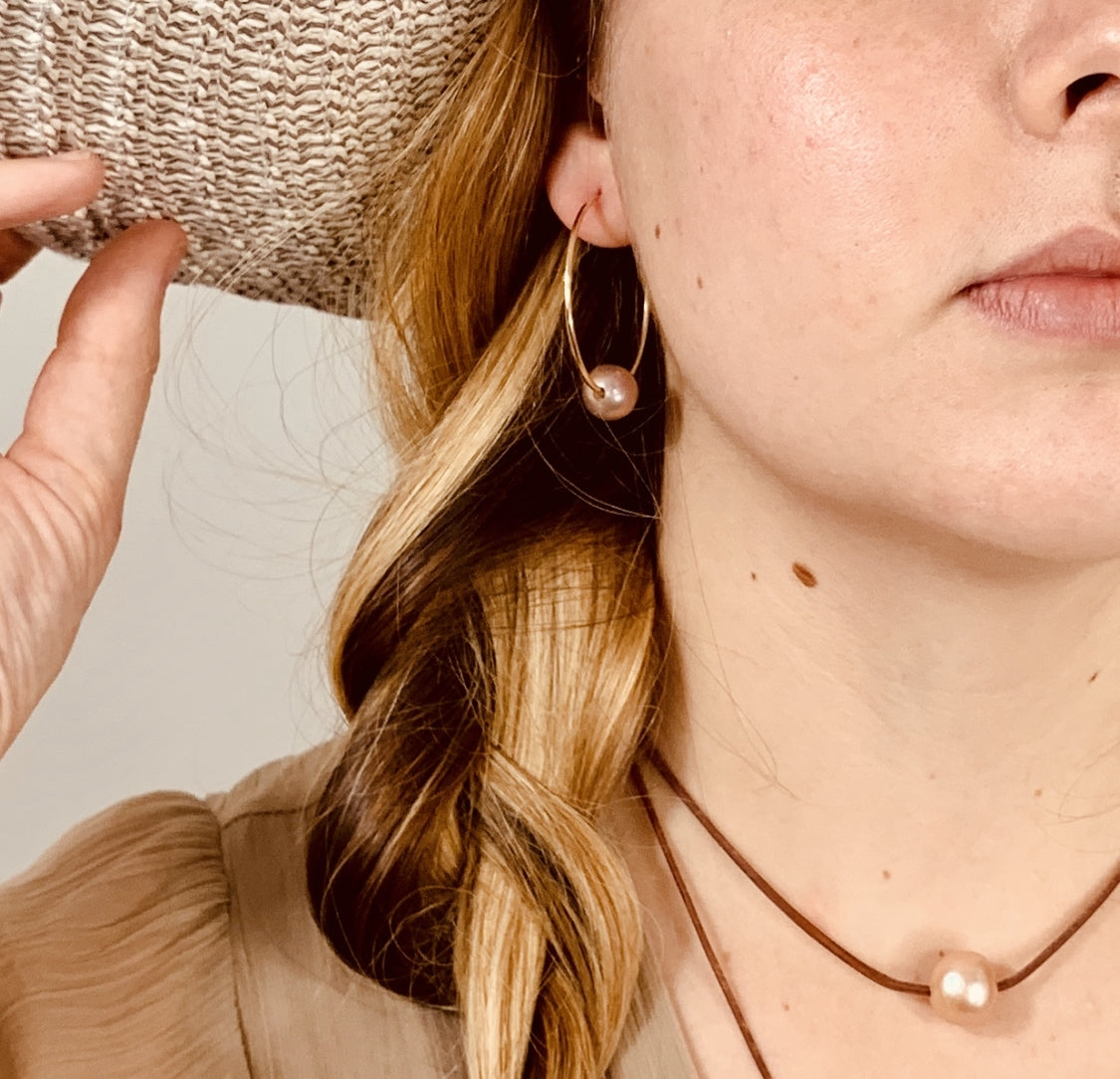 Wendy Mignot Florence Pearl Endless Hoop Gold-Filled Earrings Blush