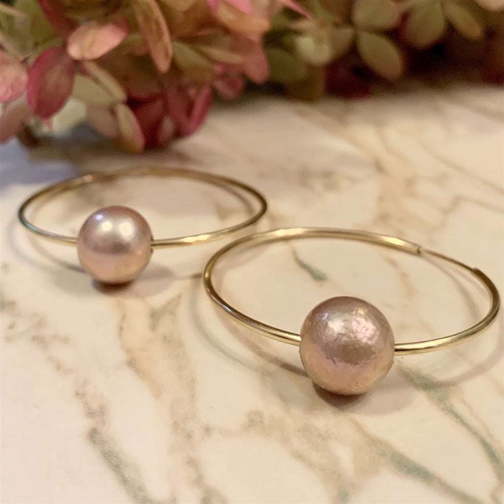 Wendy Mignot Florence Pearl Endless Hoop Gold-Filled Earrings Blush