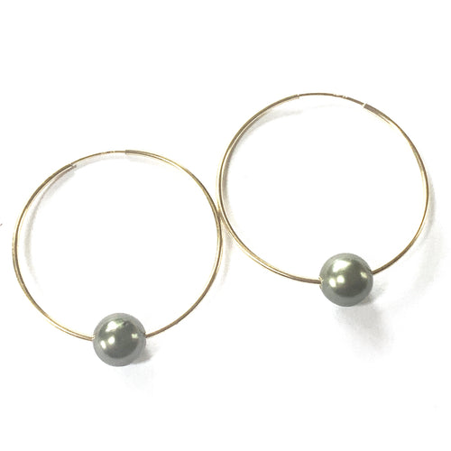 Florence Tahitian Pearl Endless Hoop Gold-Filled Earrings by Wendy Mignot