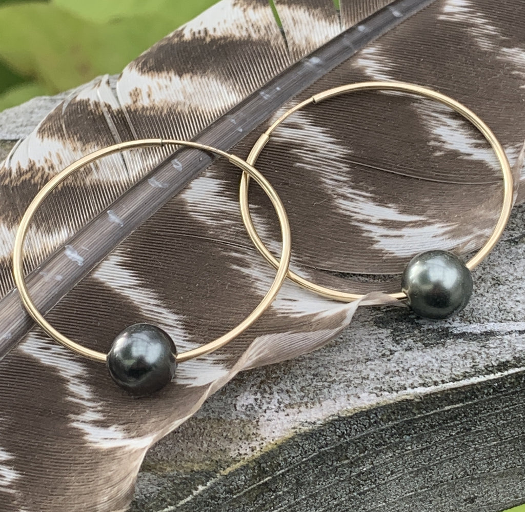 Florence Tahitian Pearl Endless Hoop Gold-Filled Earrings