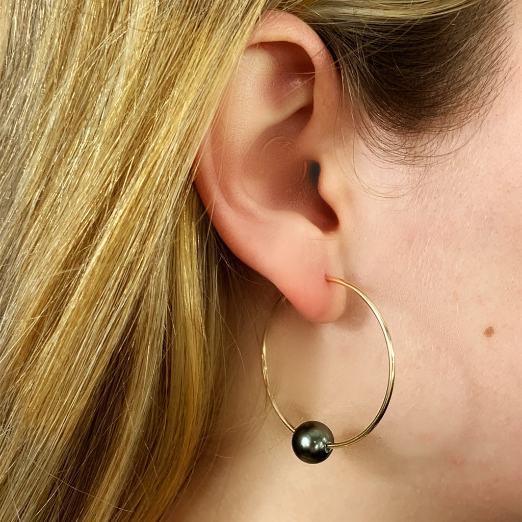 Florence Tahitian Pearl Endless Hoop Gold-Filled Earrings