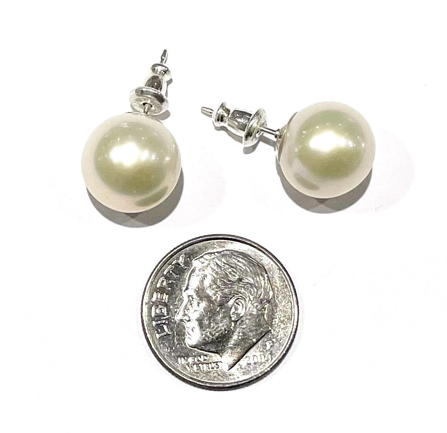 Wendy Mignot Juliette Pearl Round Stud Earrings 11mm White