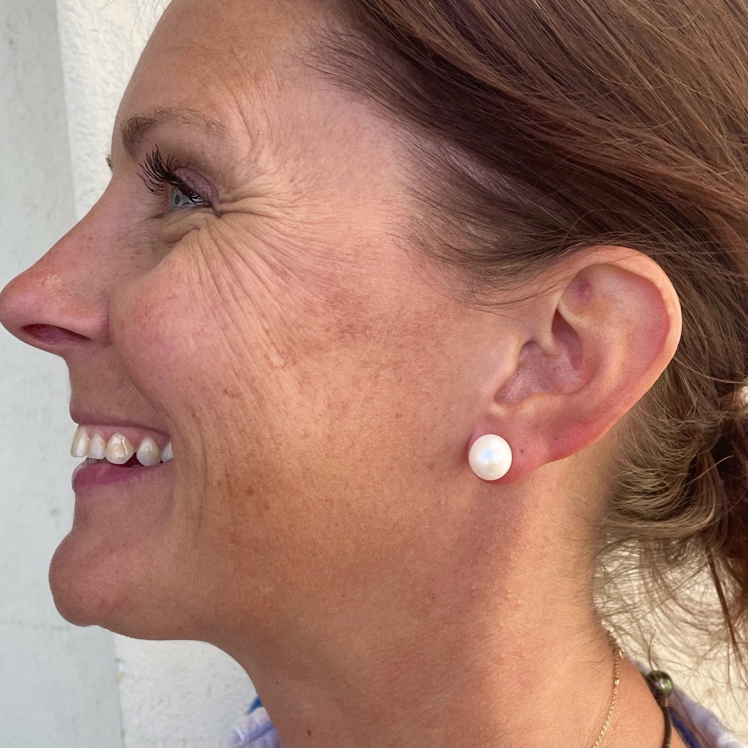 Wendy Mignot Juliette Pearl Round Stud Earrings 11mm White