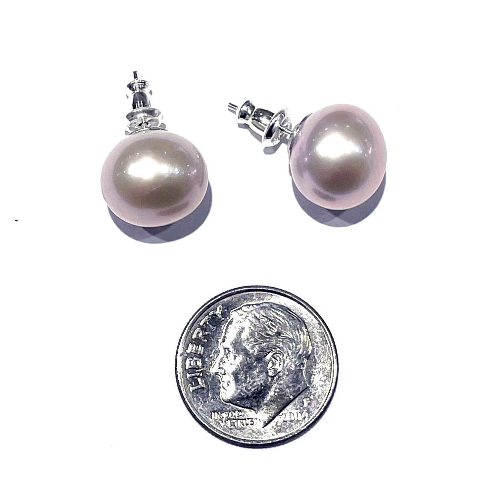 Wendy Mignot Juliette Pearl Round Stud Earrings 11mm Lavender