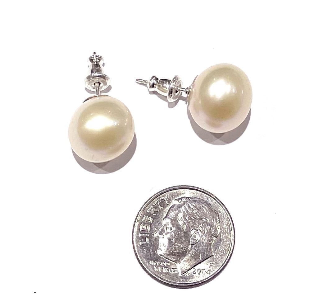 Wendy Mignot Juliette Pearl Round Stud Earrings 11mm Blush