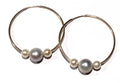 photo of Wendy Mignot 14k Gold-Filled Three Pearl Hoop Earrings - White, Silver, White