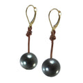 photo of Wendy Mignot Bora Bora Single Tahitian Pearl and Leather Earrings I