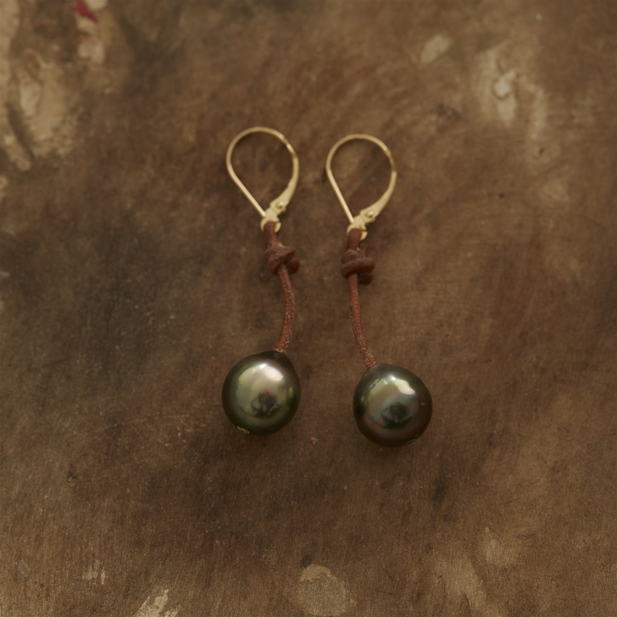 Wendy Mignot Bora Bora Single Tahitian Pearl and Leather Earrings I