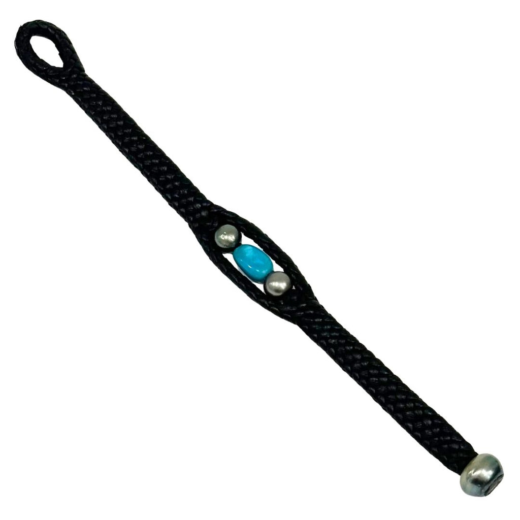 Wendy Mignot Laredo Trio Turquoise and Tahitian Pearl and Leather Braided Bracelet