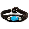 photo of Wendy Mignot Laredo Trio Turquoise and Tahitian Pearl and Leather Braided Bracelet with Silver Accents 4