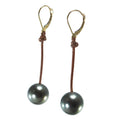 Fine Pearls and Leather Jewelry by Designer Wendy Mignot Bora Bora Single Tahitian Earrings II