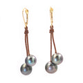 photo of Wendy Mignot Cherries Black Tahitian Pearl and Leather Earrings