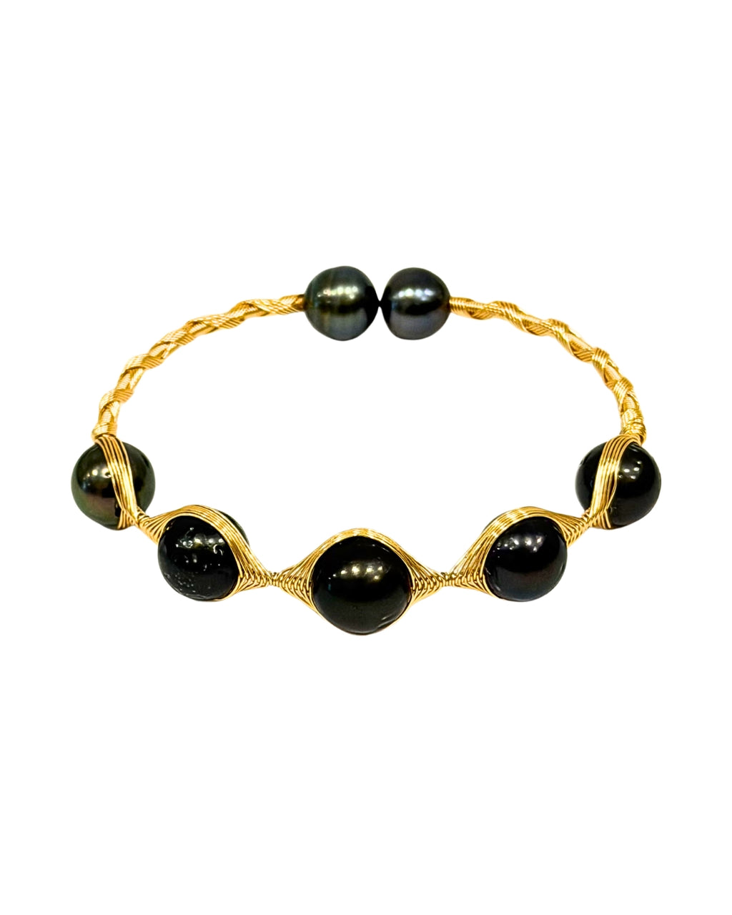Tahitian Pearl Brass Wrap Pierre Bracelet