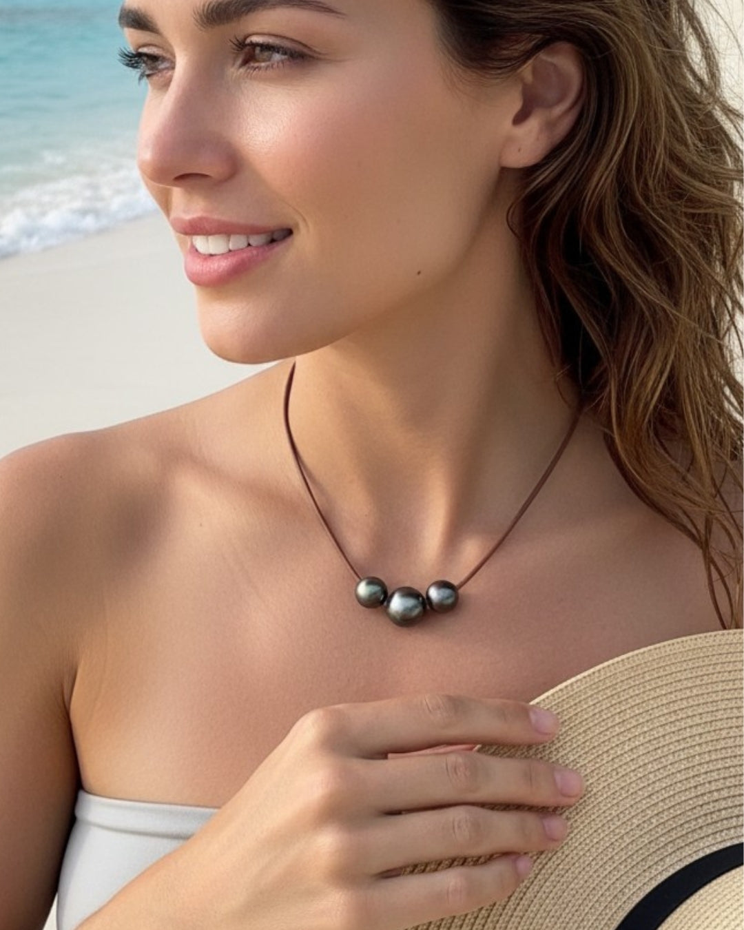 Wendy Mignot Tahitian Pearl and Leather Deluxe Daisy Necklace