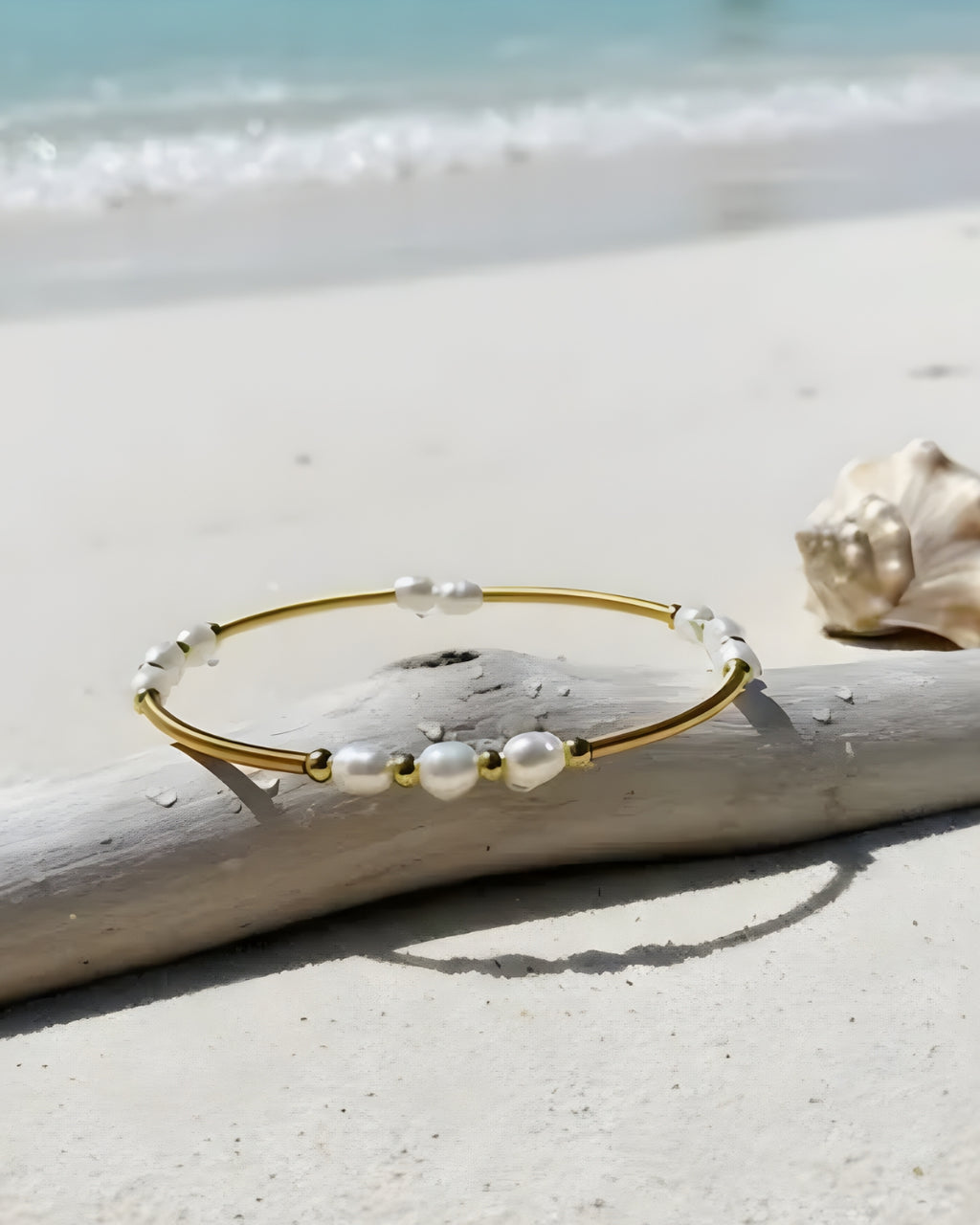 Moreau Freshwater Pearl Brass Wrap Bangle