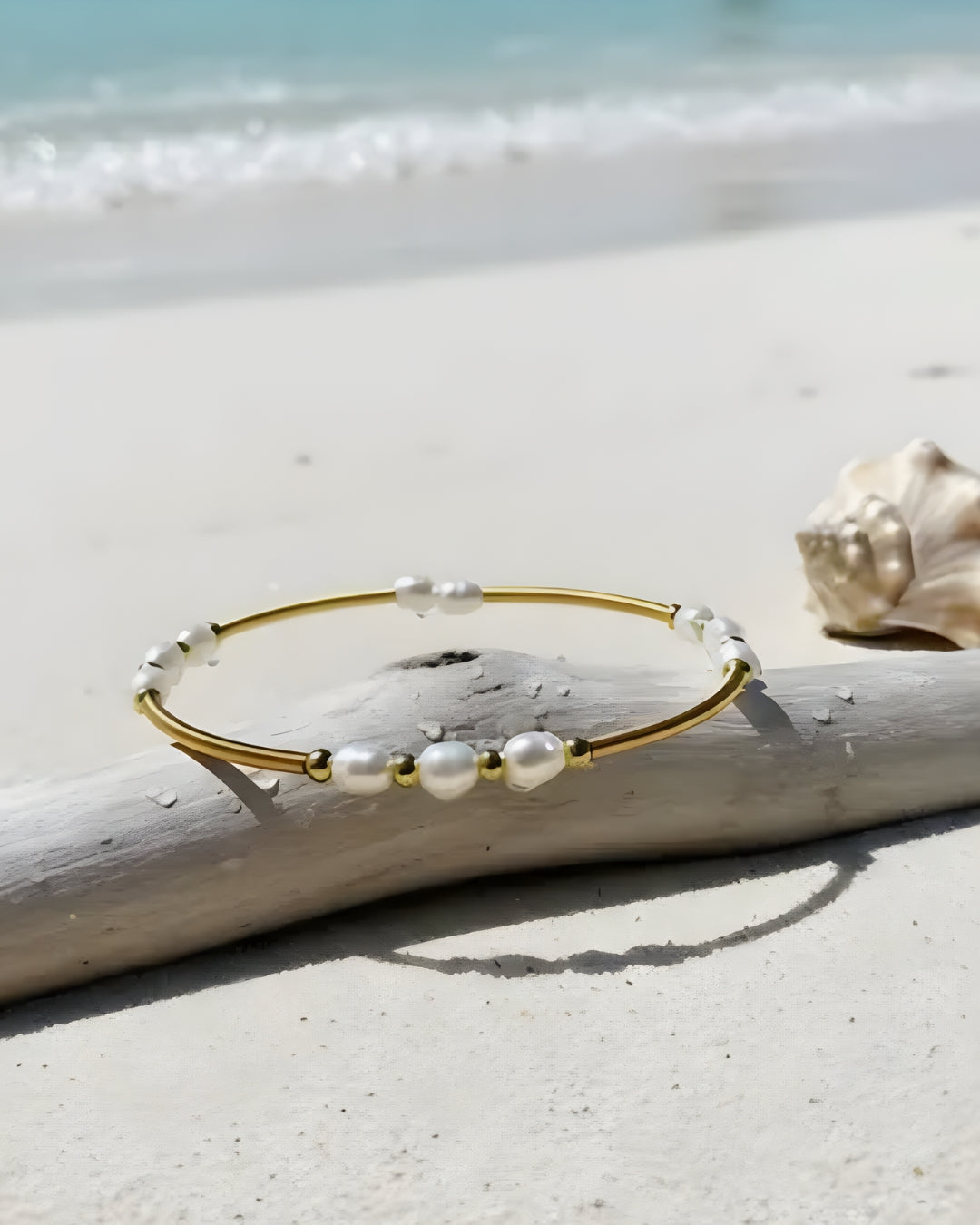 Moreau Freshwater Pearl Brass Wrap Bangle