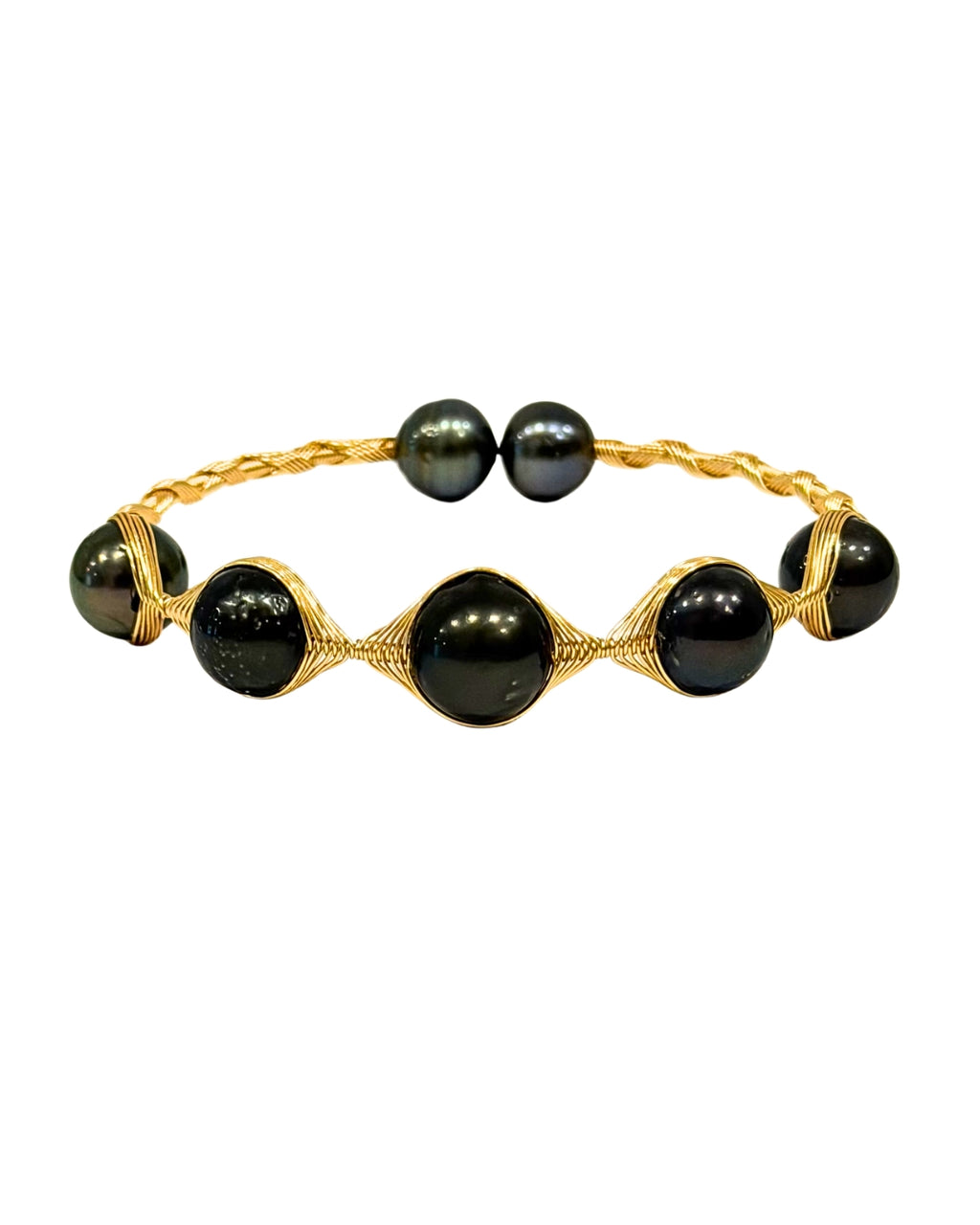 Tahitian Pearl Brass Wrap Pierre Bracelet