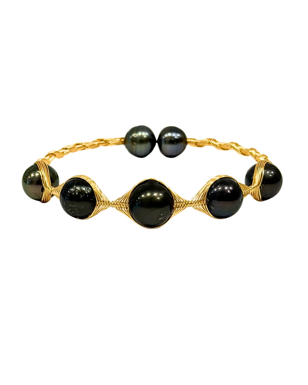 Tahitian Pearl Brass Wrap Pierre Bracelet