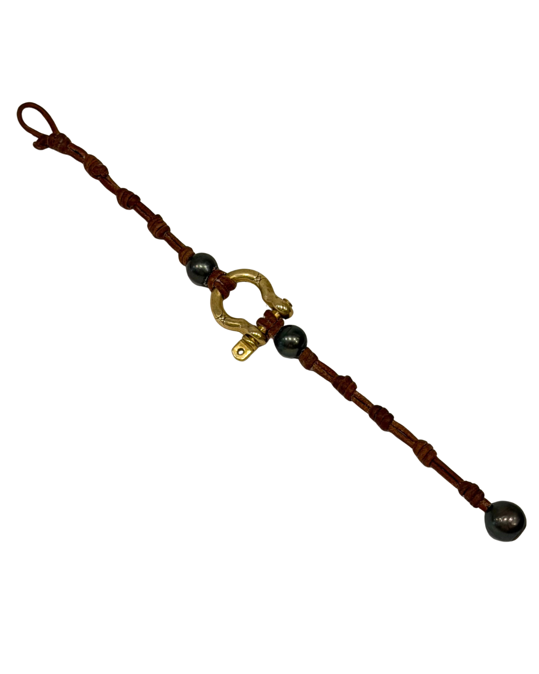 Wendy Mignot Tahitian Pearl and Brass Shackle Bracelet