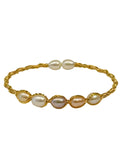 Claude Freshwater Pearl Brass Wrap Bangle Multi-Colored Pearls