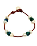 Triple Illusion Freshwater Pearl and Chrysocolla Gem Bracelet