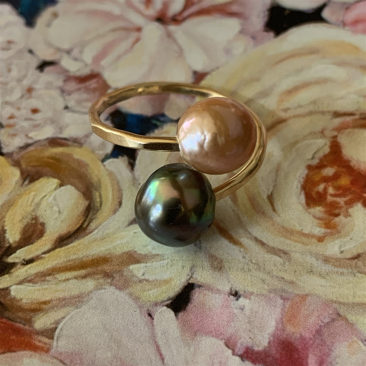 Ohana Tahitian and Freshwater Pearl Single Wrap 14k Gold Filled Ring