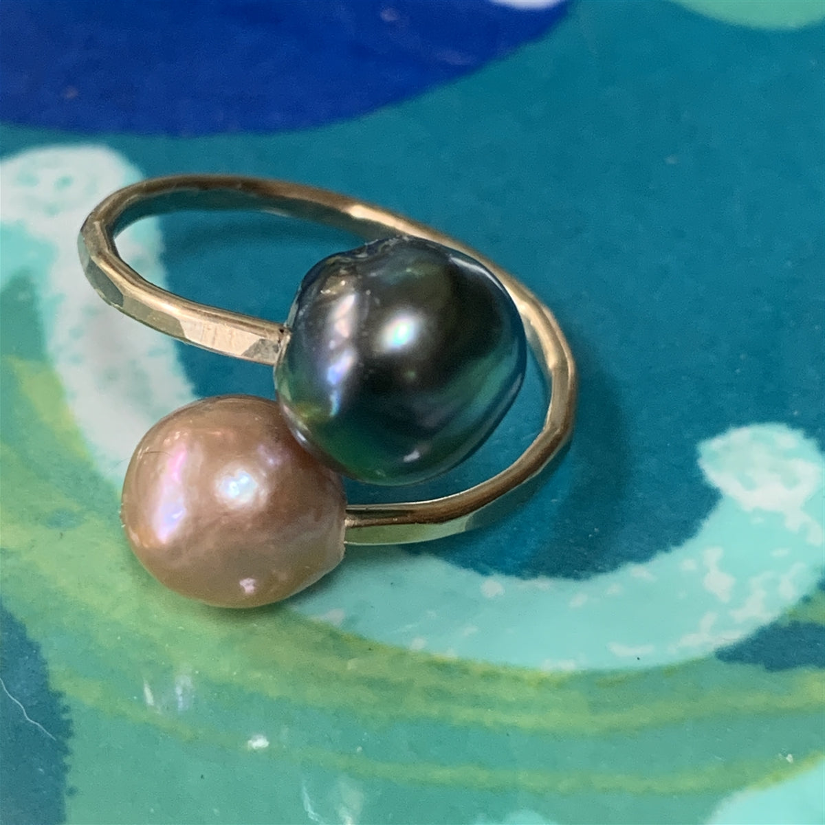 Ohana Tahitian and Freshwater Pearl Single Wrap 14k Gold Filled Ring